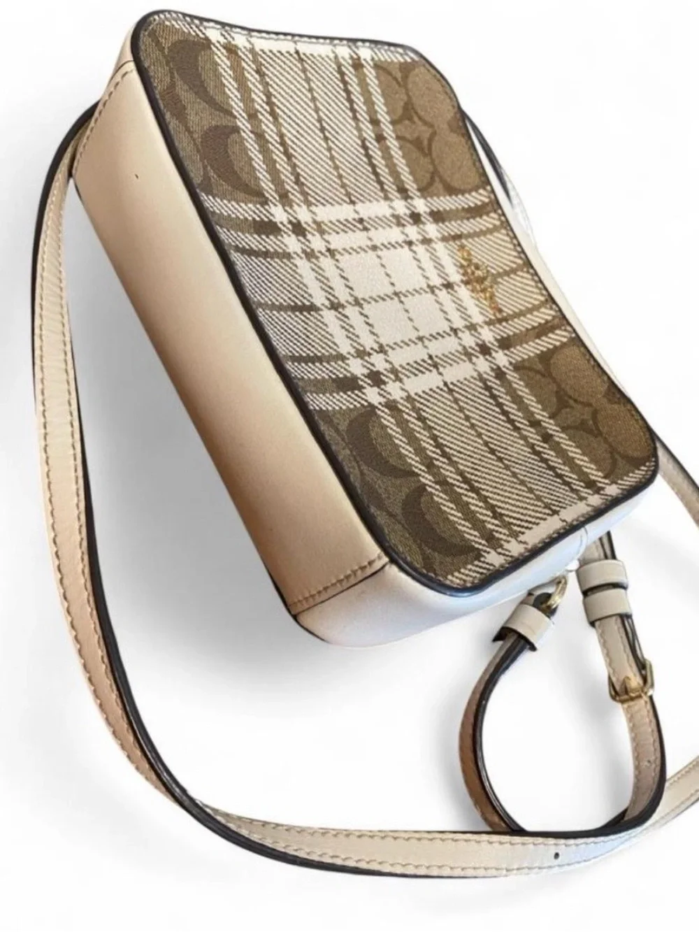 Coach Plaid Signature Crossbody in Chalk and Khaki